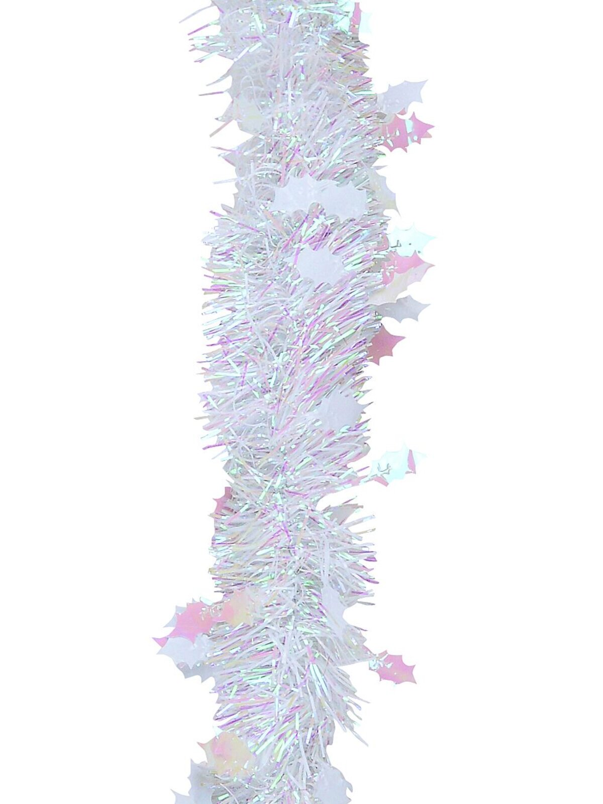 2.7m White Holly Leaf & Iridescent Fir Needle 6ply 80mm Tinsel Garland — image 3