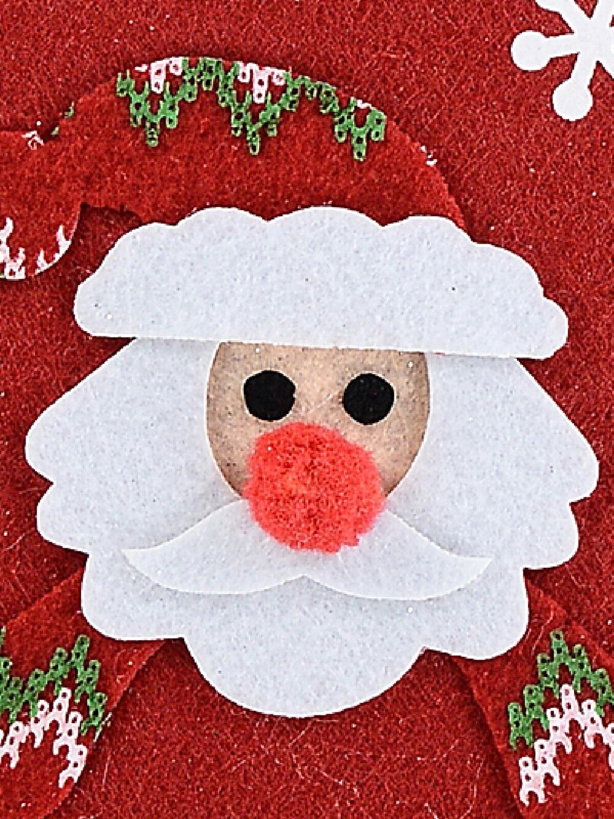 Santa Face Red Felt Door Hanger | 28cm Merry Christmas Entryway Decor — image 3