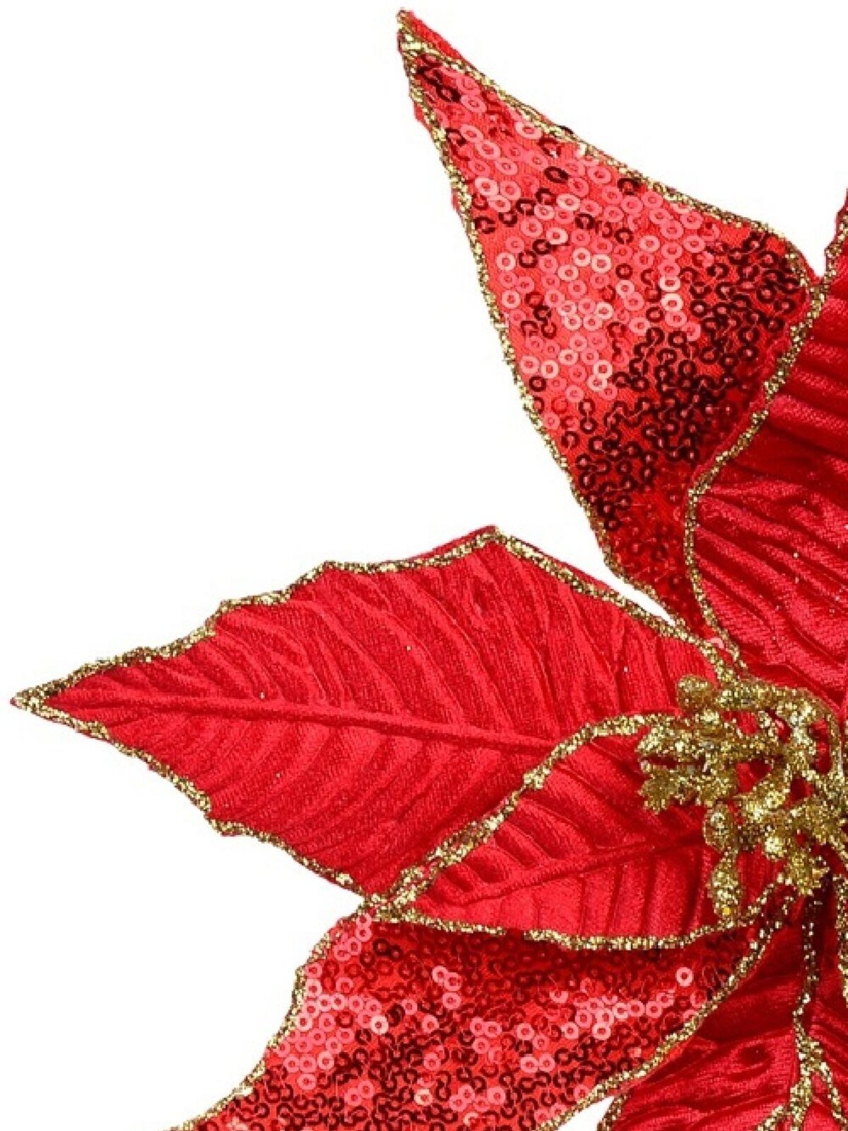 Three Style Red & Gold Glitter Poinsettia Christmas Tree Clip Pick | 28cm — image 4