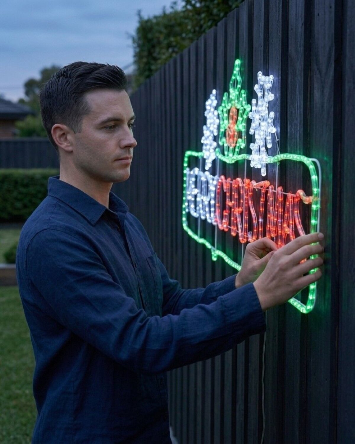 2m Dynamic Framed Merry Christmas, Holly & Snowflakes Outdoor LED Display — image 4