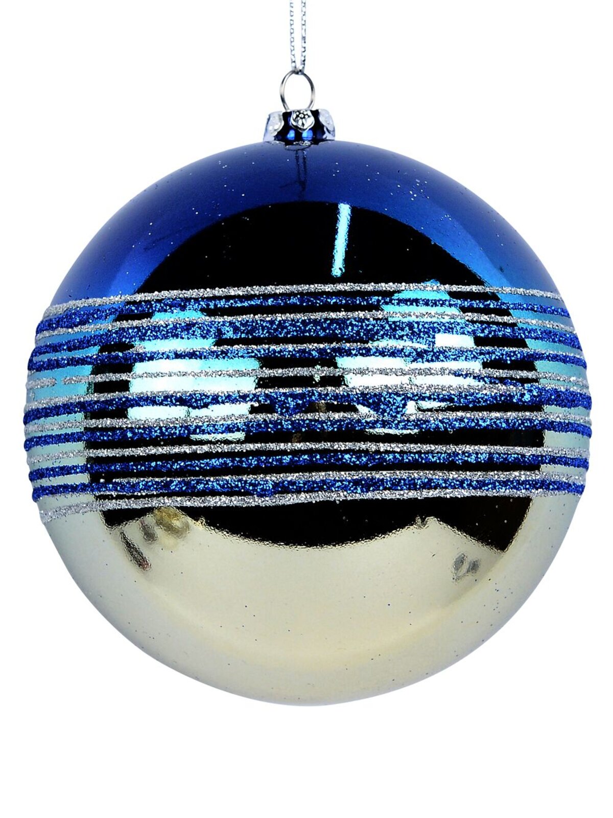 2x Dynamic Champagne & Blue Signature Gradated Glitter Baubles | 10cm — image 3