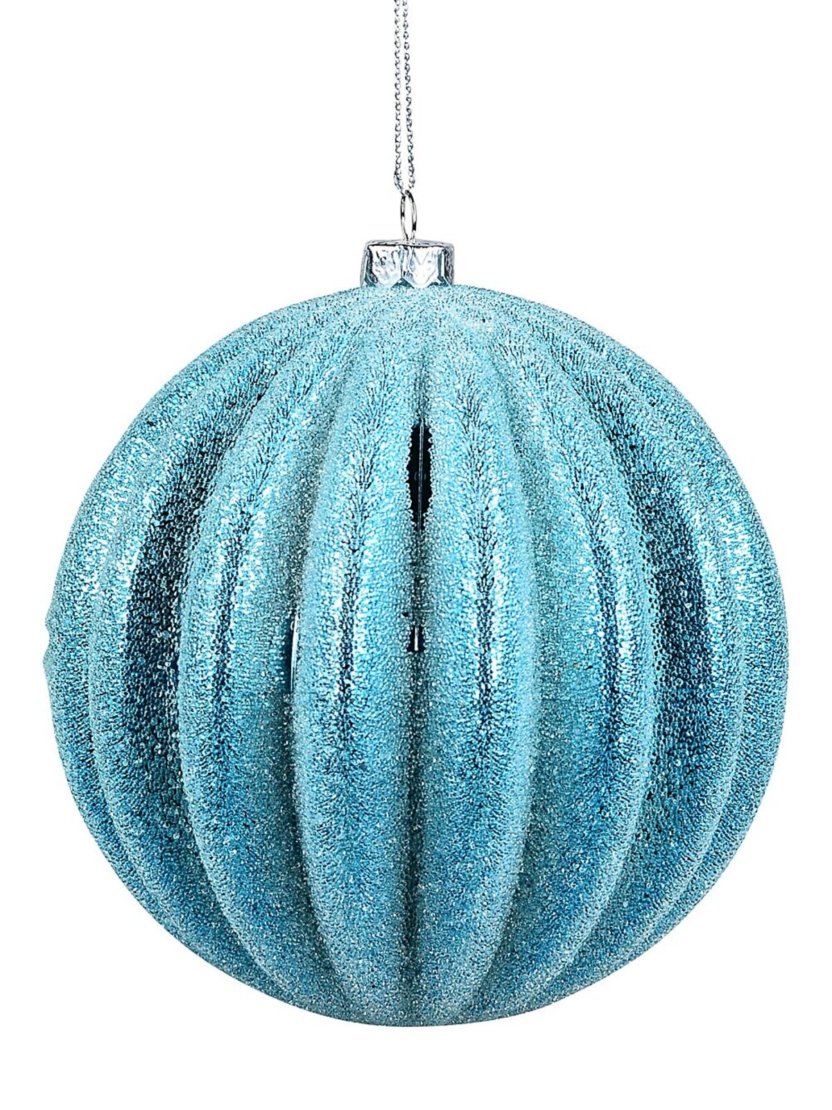 2x Dynamic Turquoise Signature Ridge Textured & Glitter Baubles | 10cm — image 3