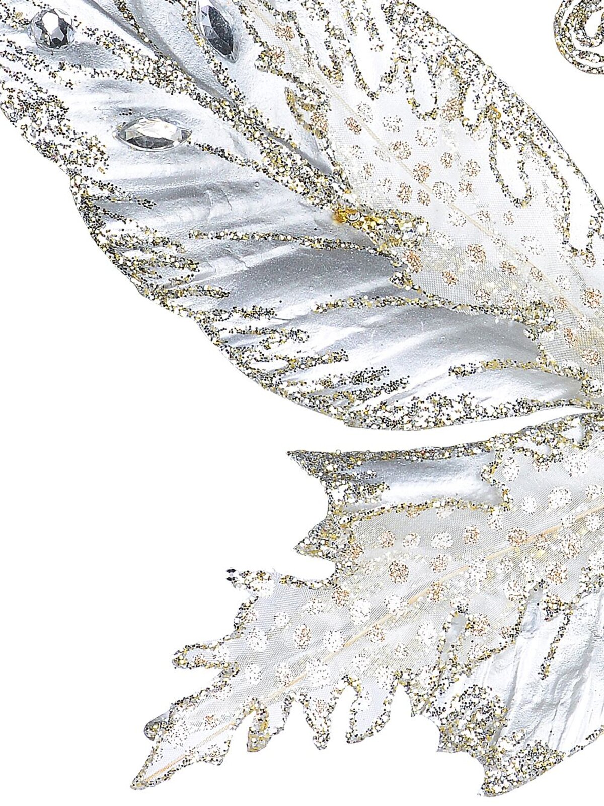 32cm Large Platinum Butterfly With Sheer Wings Christmas Tree Clip Pick — image 3