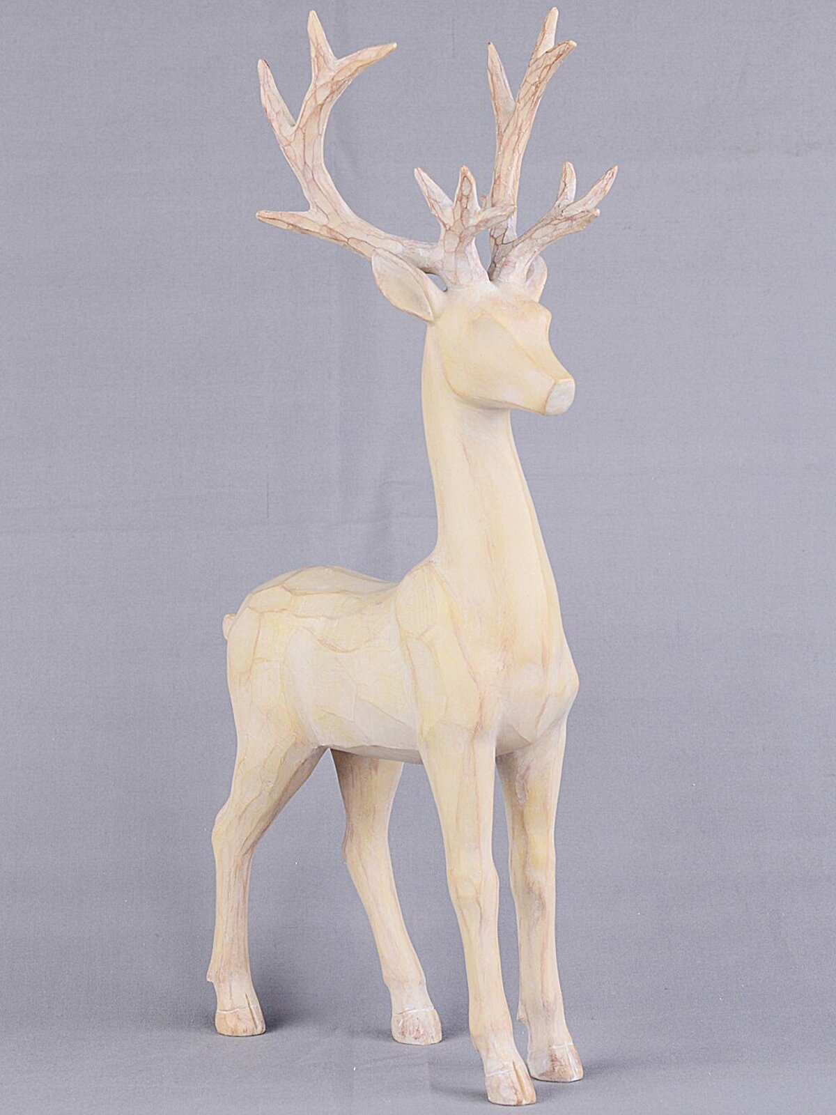 36cm Carved Wood Style Standing Reindeer Resin Figurine — image 5