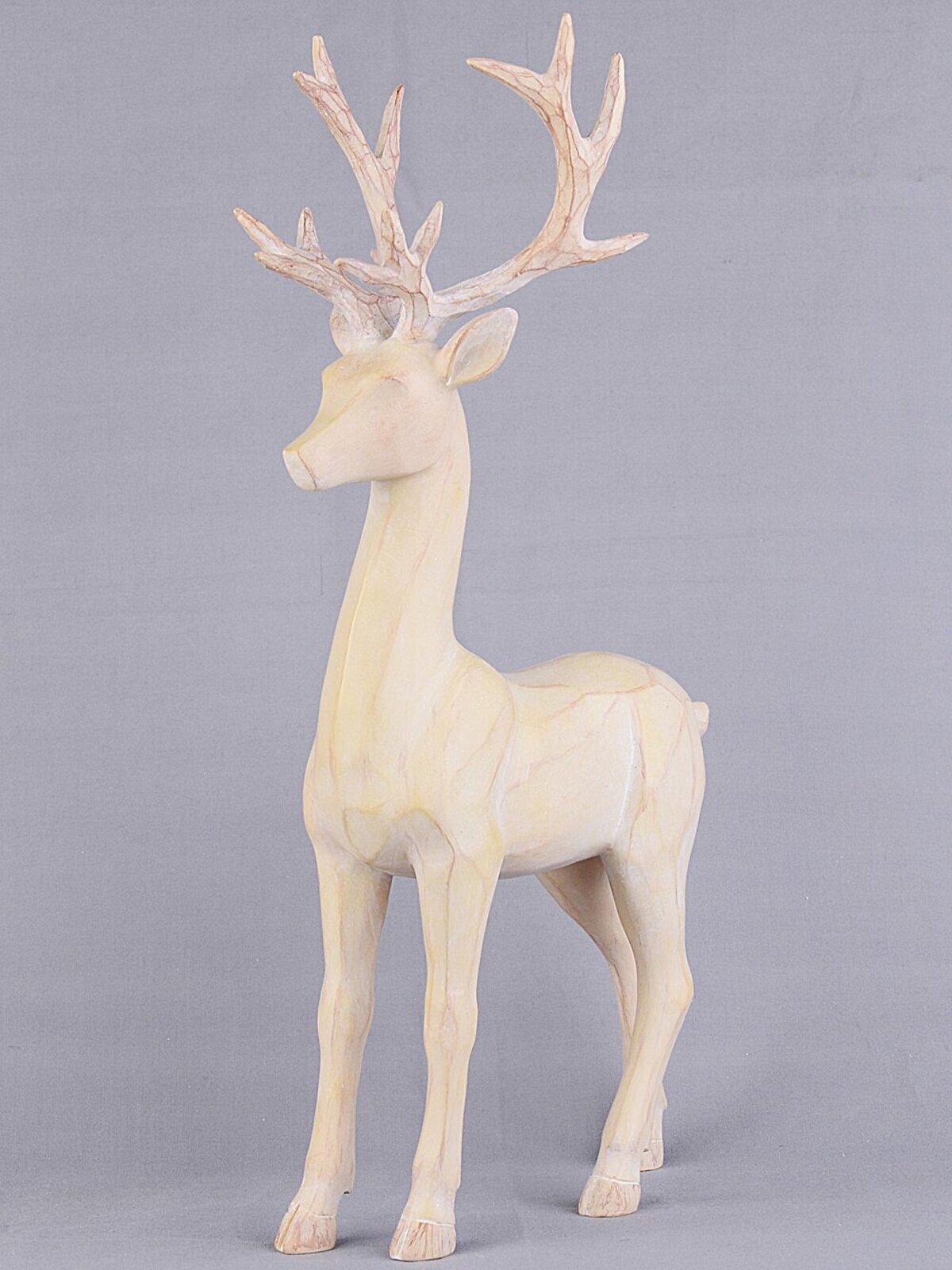 36cm Carved Wood Style Standing Reindeer Resin Figurine — image 7