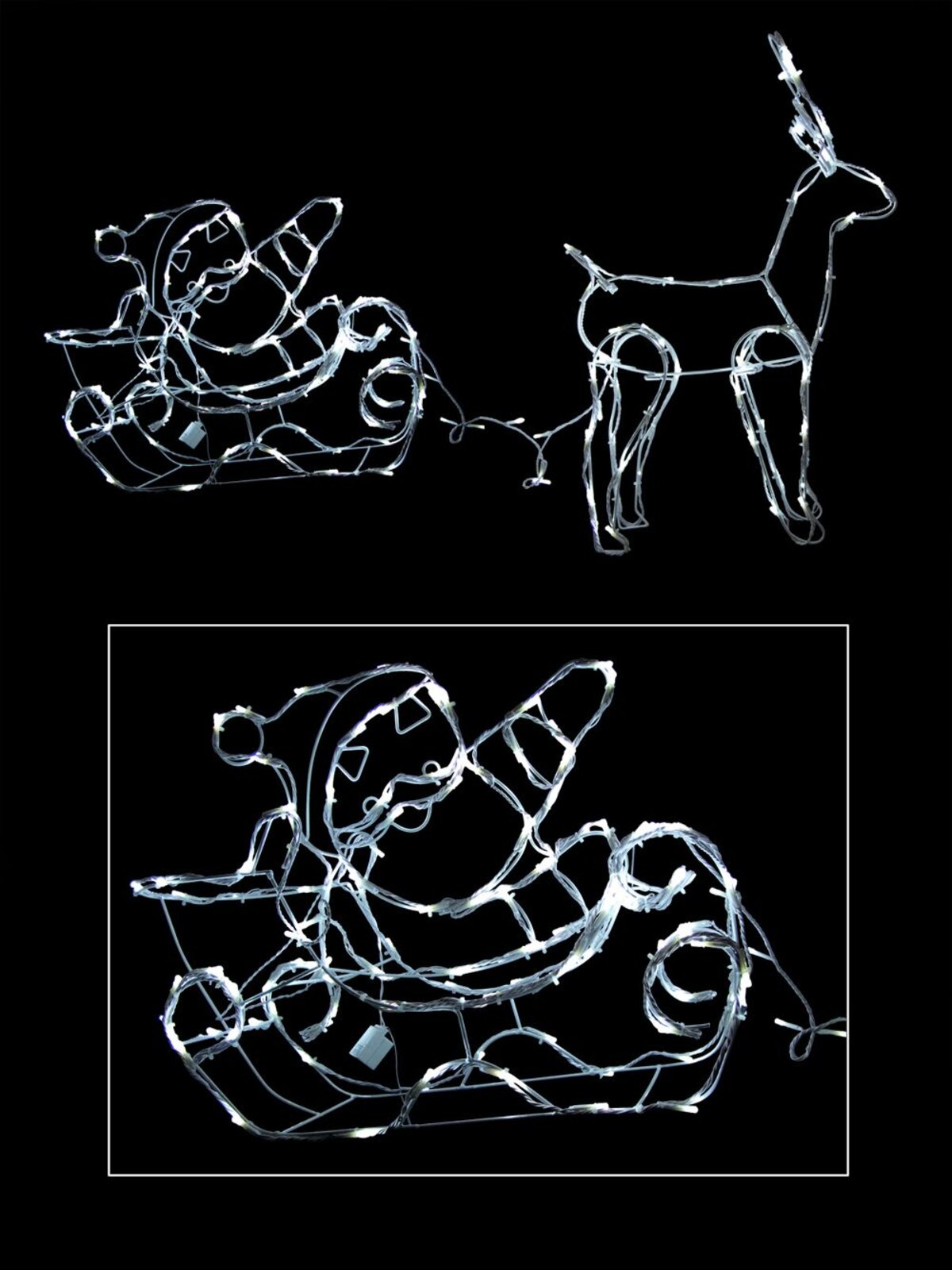 3D Cool White Santa Sleigh & Reindeer - 1.1m — image 2