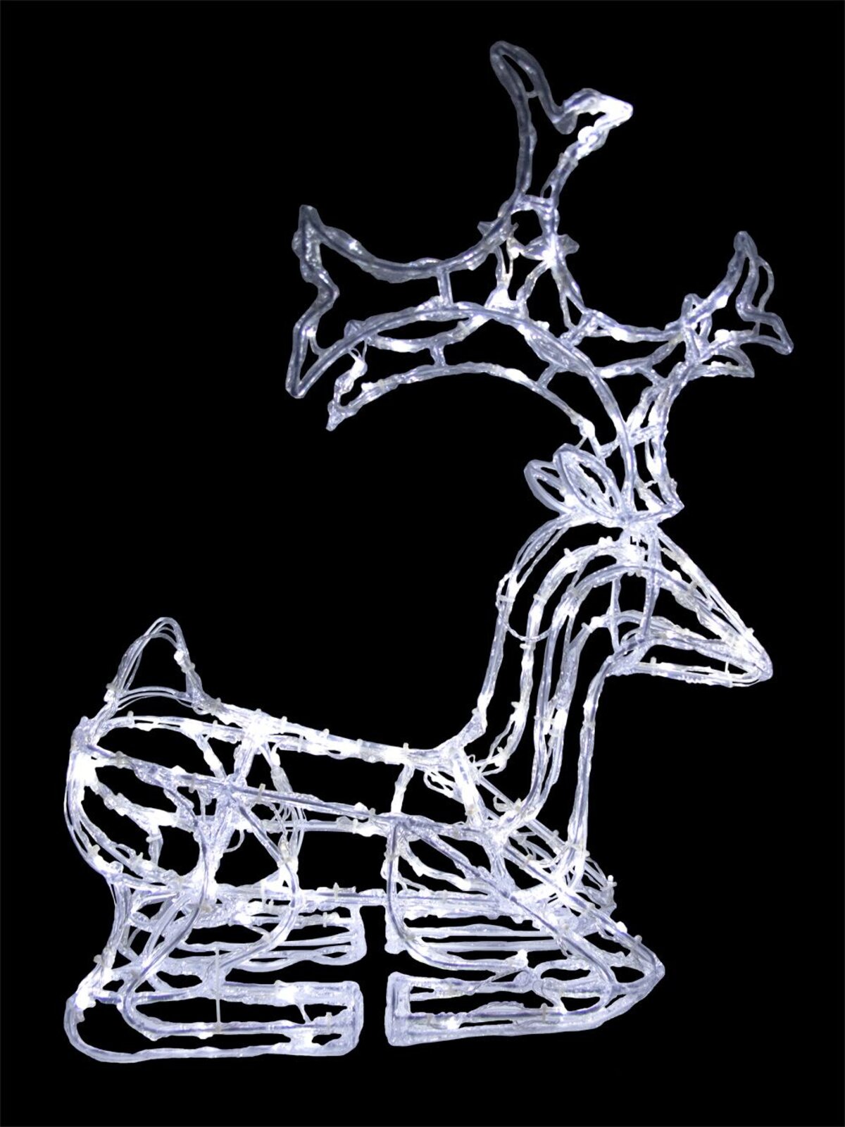 3D LED Ice-Look Sitting Reindeer Light Display - 76cm — image 2