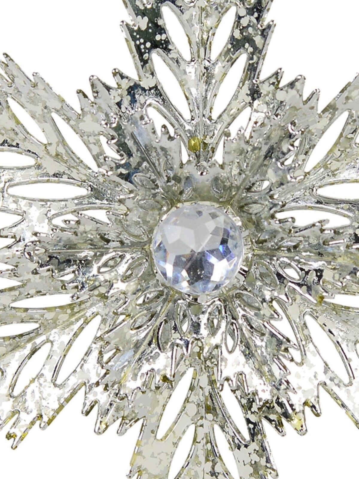 3D Shiny Silver Snowflake With Diamond Simulant Christmas Decoration - 15cm — image 2