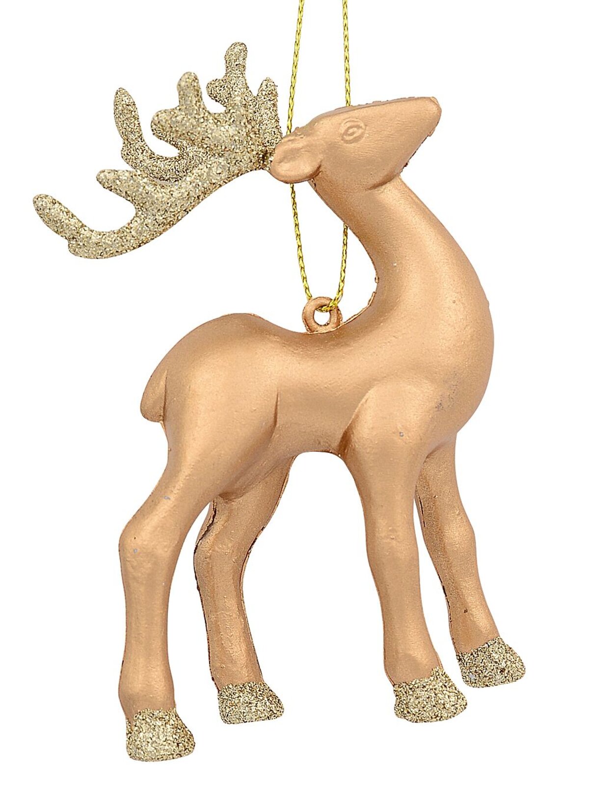 3x 12cm White, Silver & Gold Reindeer Christmas Tree Hanging Decorations — image 3