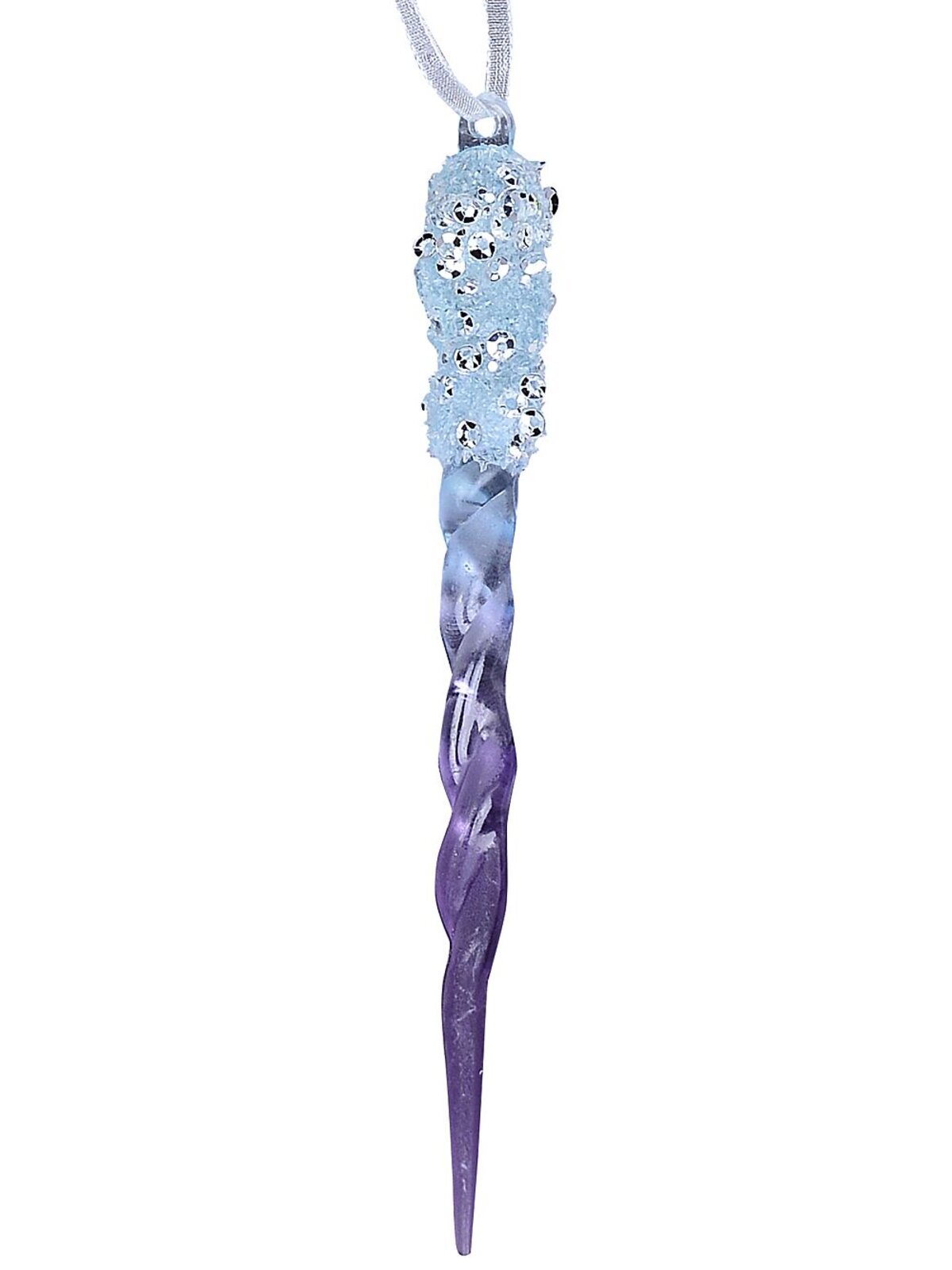 3x Purple Ombre & Sequin Icicle Whimsical Essential Ornament | 12cm — image 3