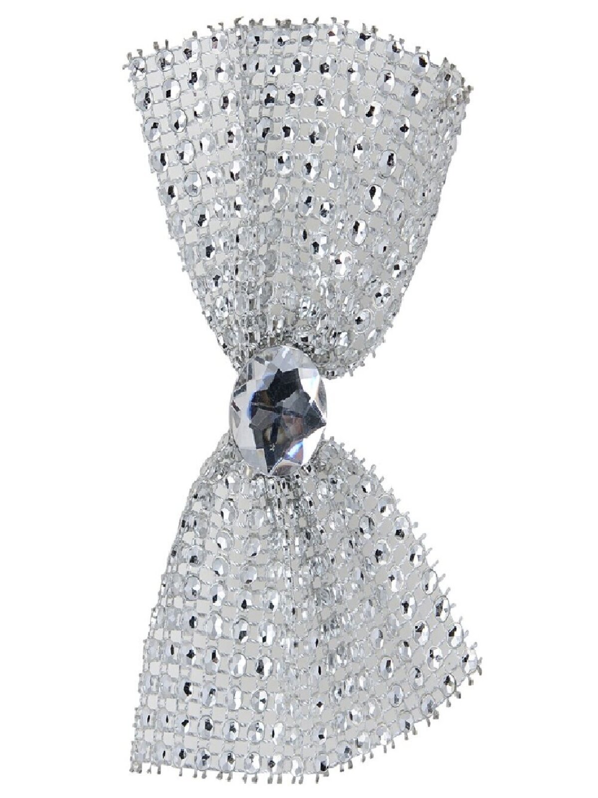 3x Silver Mesh Bowties With Diamante Christmas Tree Clip Ornaments | 11cm — image 2