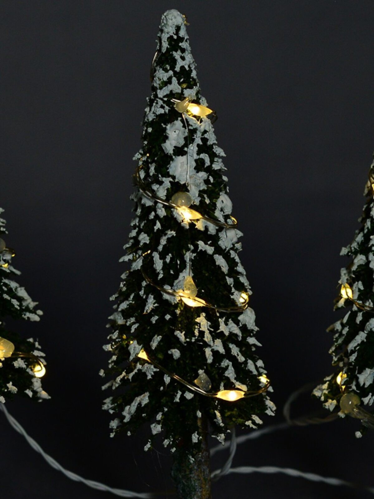 3x Snow Flocked LED Pine Trees Village Scenery | 14cm — image 3