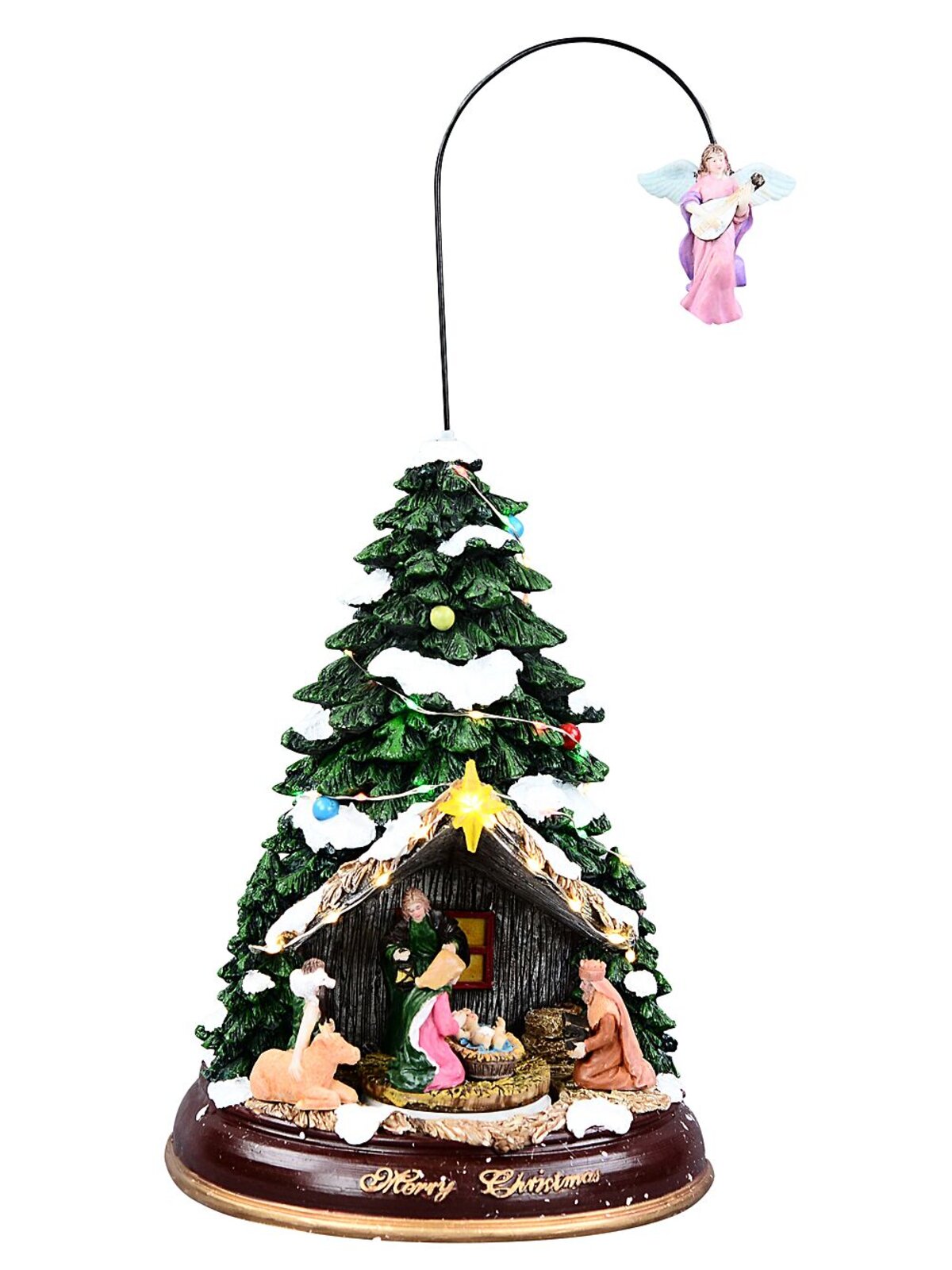 42cm Nativity Tree Stable With Manger & Animated Angel LED Christmas Scene — image 4