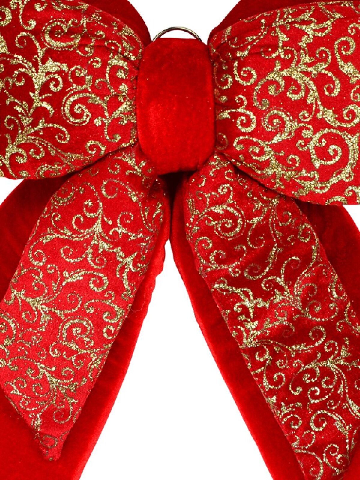 48cm Large Red Felt Double Display Bow With Gold Glitter Pattern — image 2