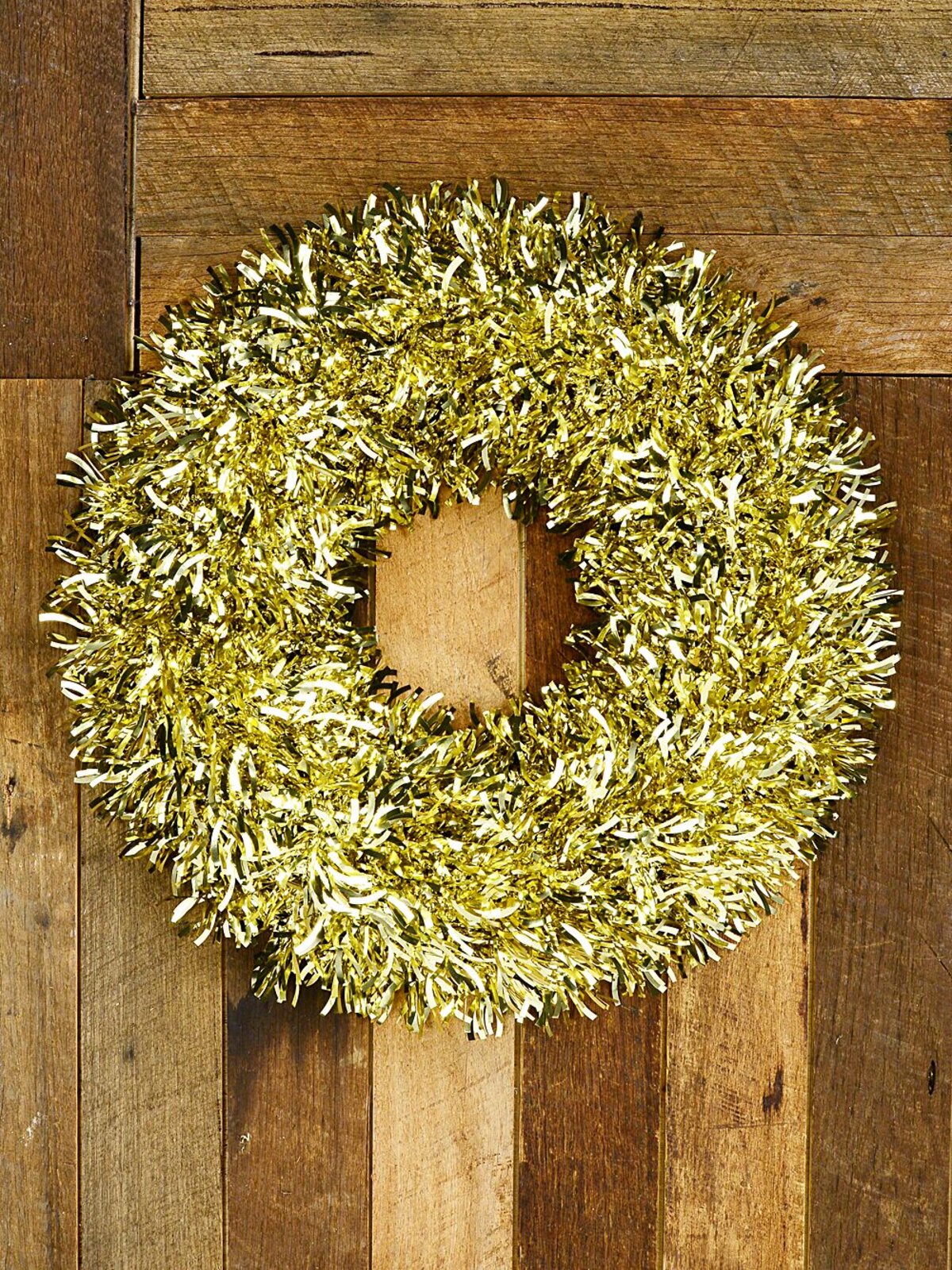48cm Metallic Gold Christmas Wreath Tinsel Plaque Ornament — image 2