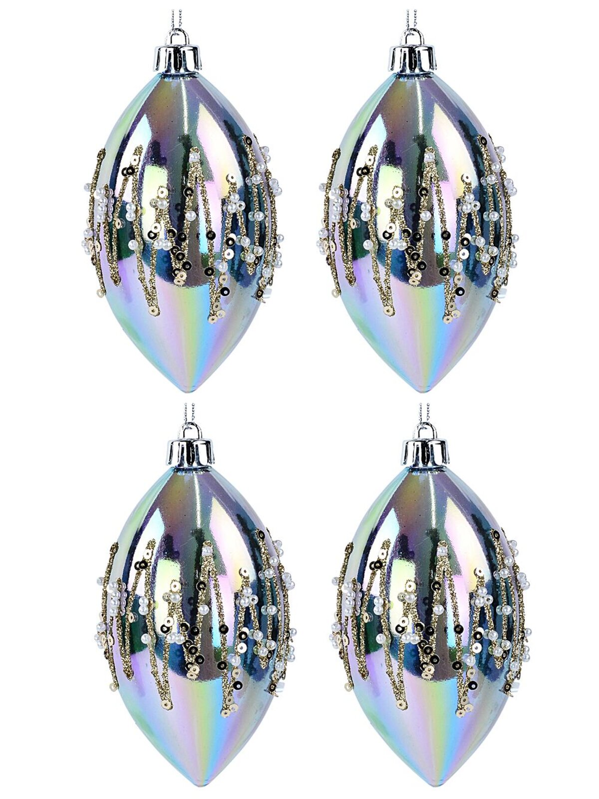 4x Iridescent Lustrous Signature Beaded Finial Drops | 12cm — image 3