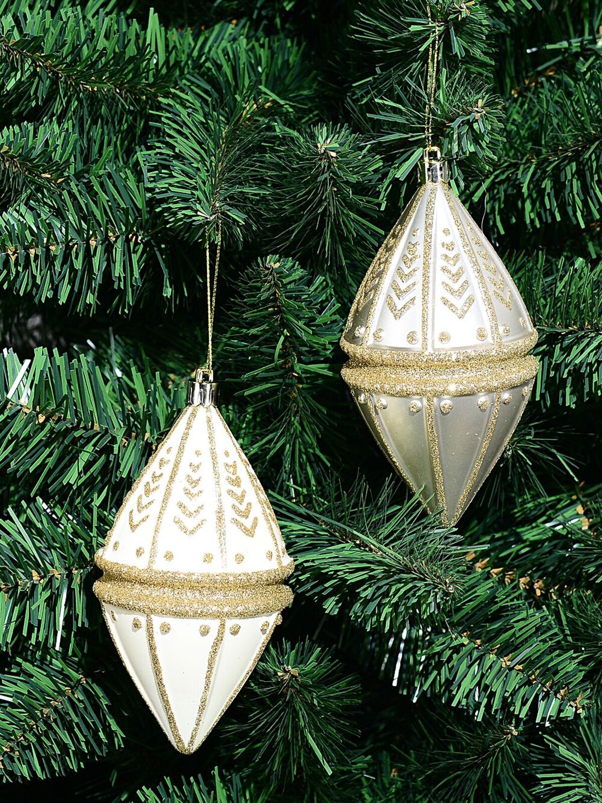 4x Ivory & Silver Lustrous Signature Gold Embellished Finial Drops | 14cm — image 2