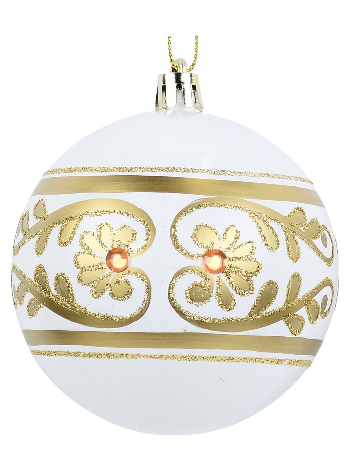 4x Opulent White & Gold Statement Filigree & Teardrop Baubles | 80mm — image 3