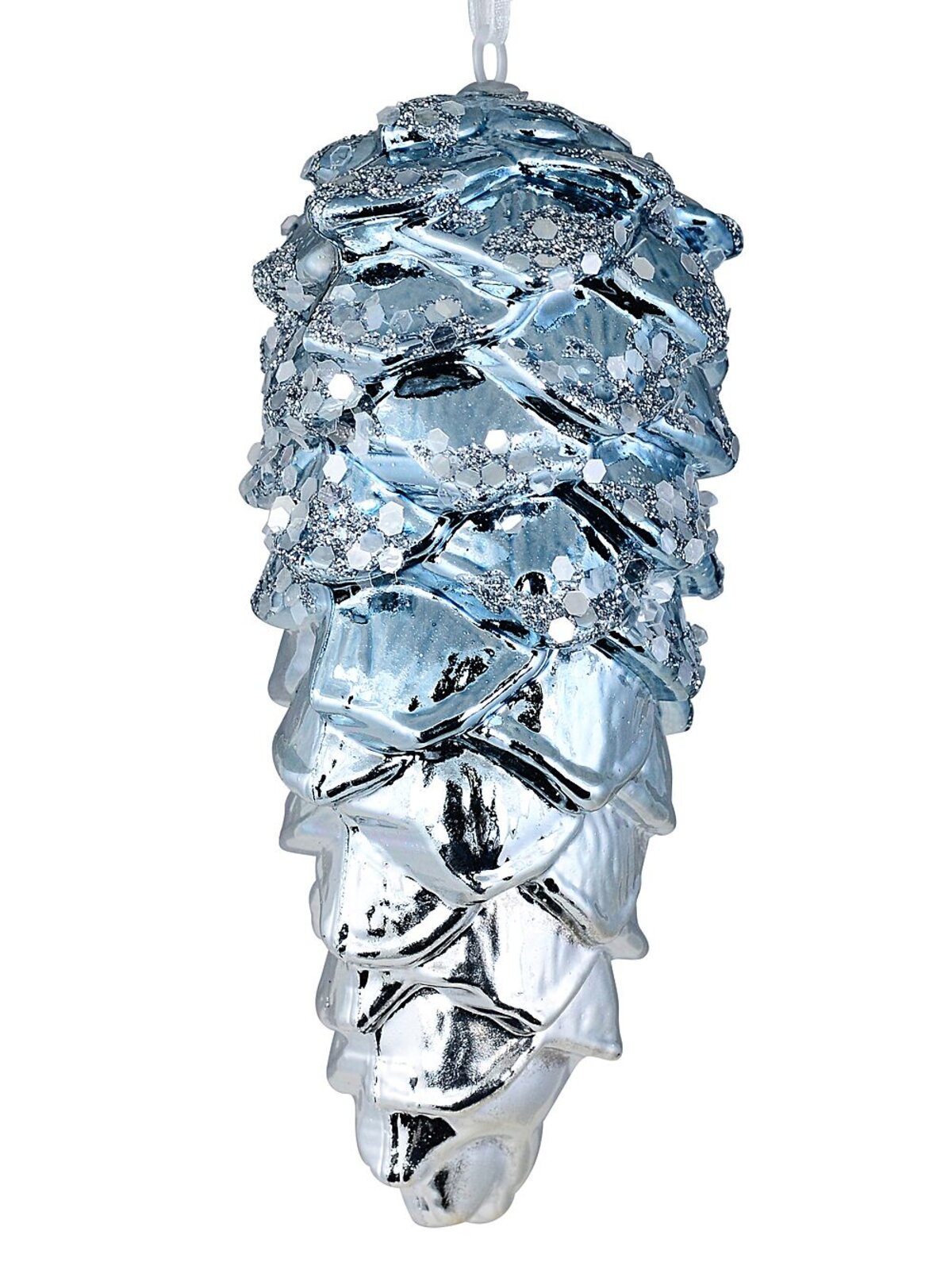 4x Silver Blue Two Tone Whimsical Signature Pinecone Finial Drops | 11cm — image 3