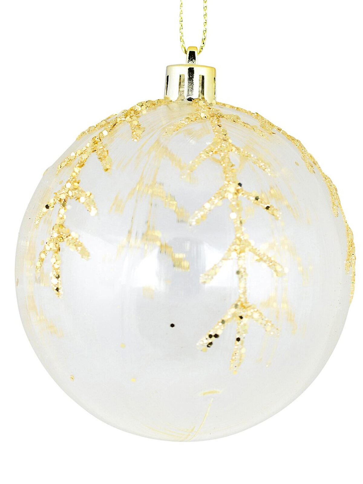 4x Timeless Brown & Clear Statement Gold Snowflake Baubles | 80mm — image 4