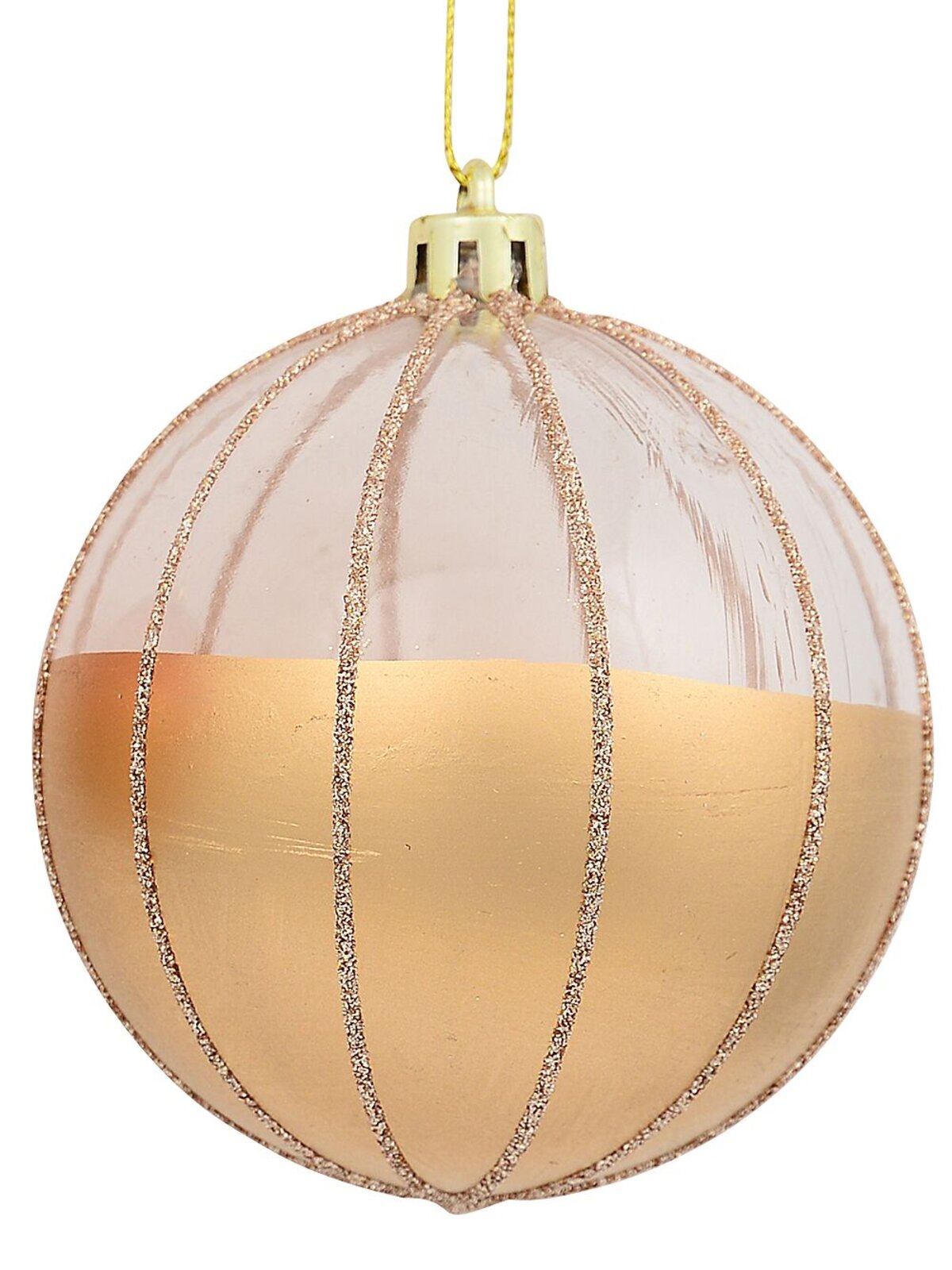 4x Timeless Gold Rose Gold & Clear Statement Glitter Striped Bauble | 80mm — image 4