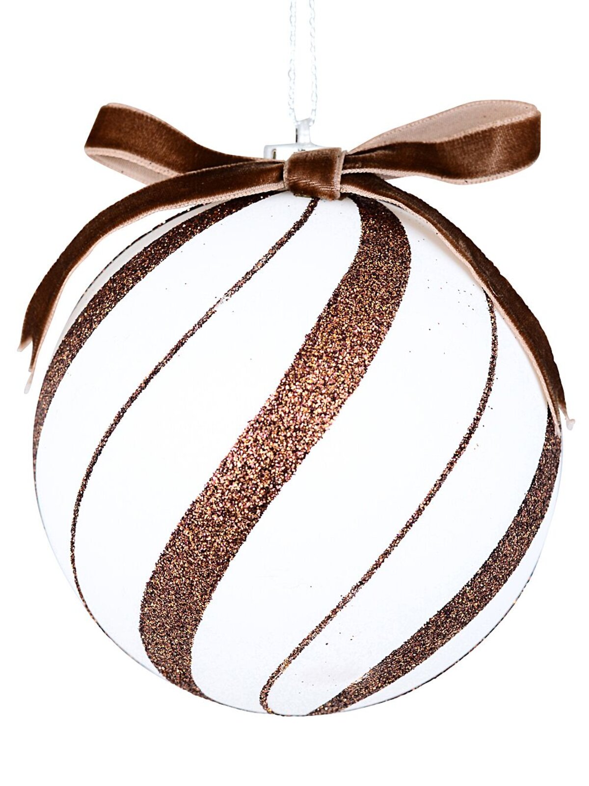 4x Whimsical White & Brown Signature Candy Swirl Baubles | 10cm — image 6
