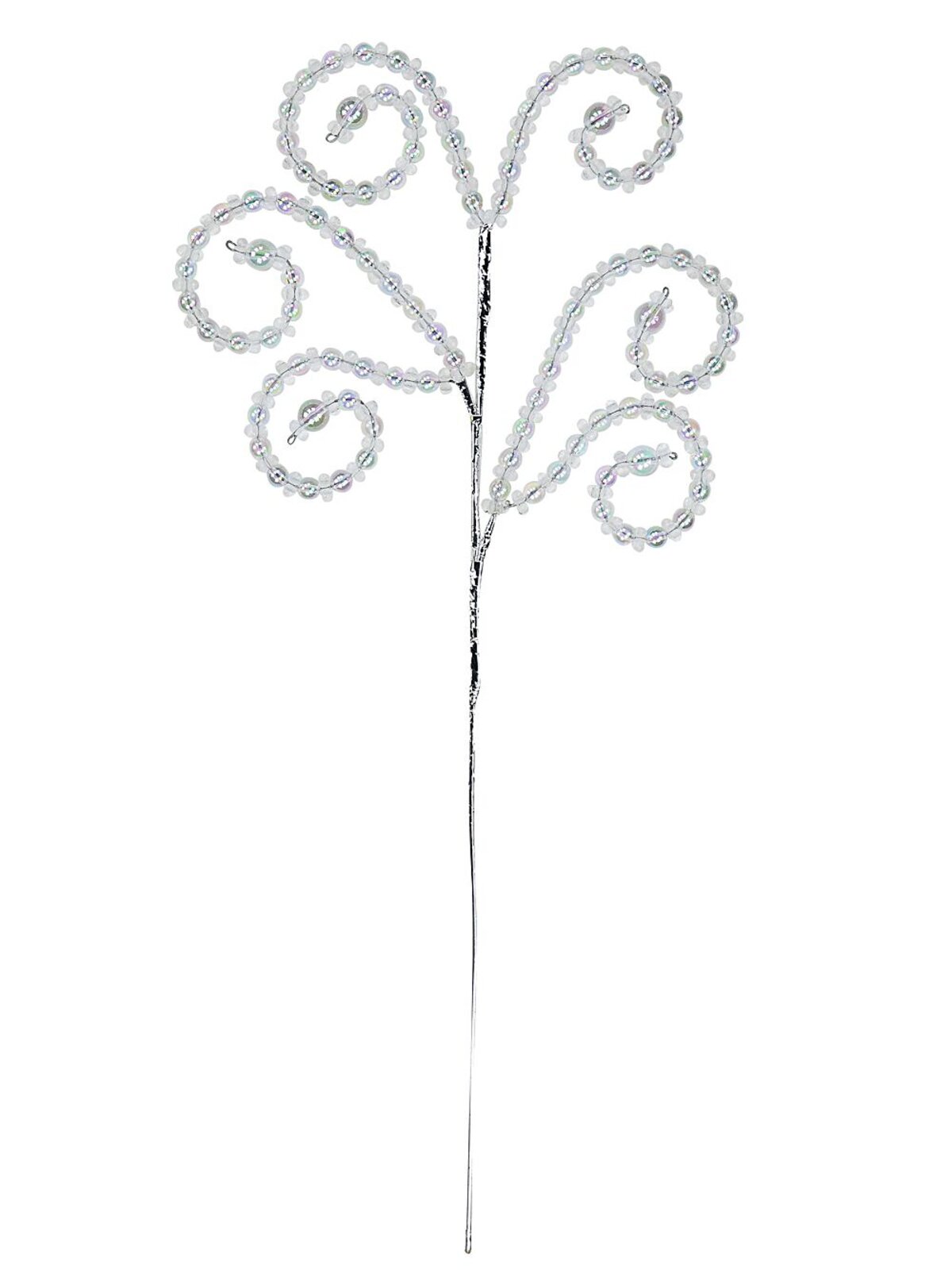 Clear Iridescent Bead Branch & Curl Tip Spray Long Christmas Stem | 52cm — image 3