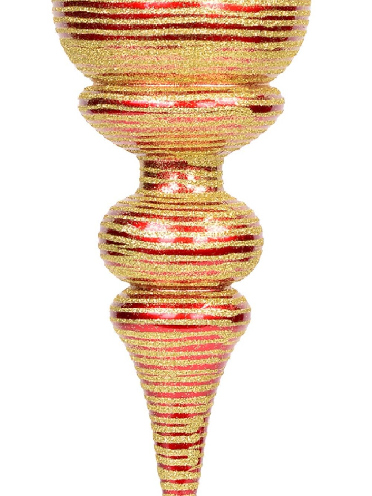 Apple Red & Gold Glitter Striped Large Display Ellipsoid Finial | 55cm — image 3