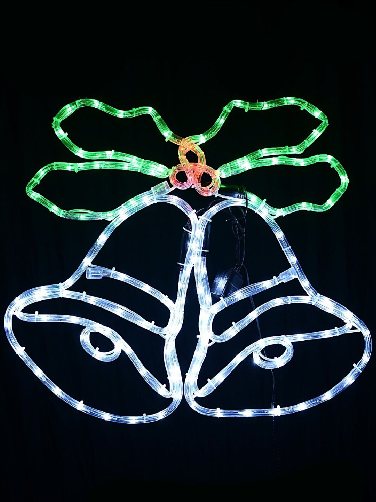 55cm Dynamic Christmas Bells & Holly Outdoor LED Rope Light Display — image 3