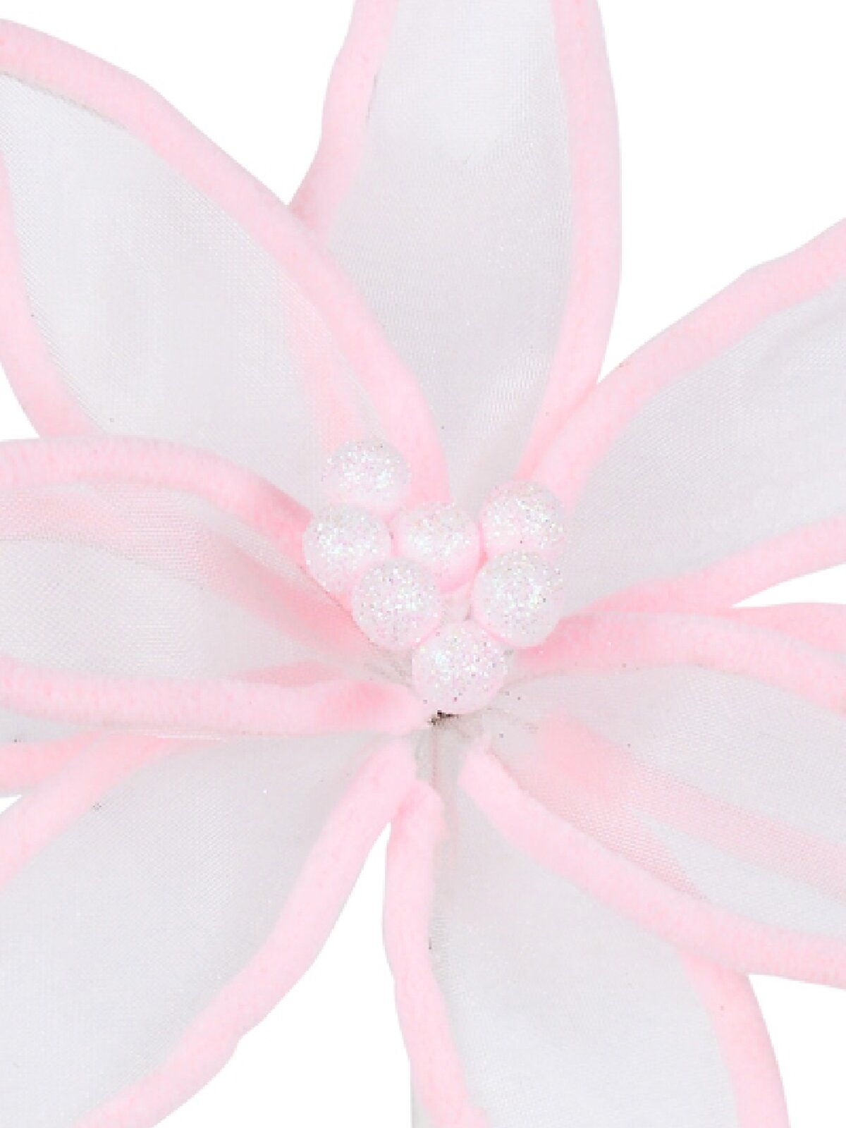 55cm Organza Petal Fairy Floss Pink Poinsettia Long Christmas Stem — image 4