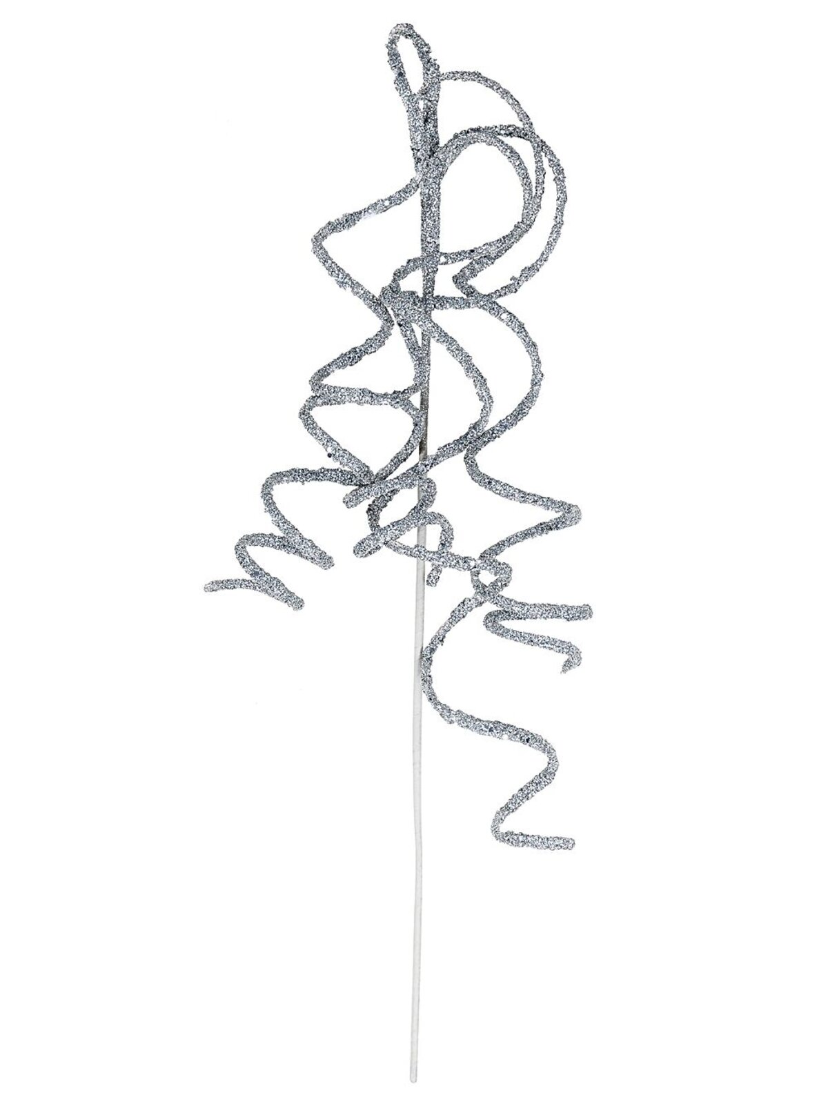 Silver Glitter Curly Weeping Willow Branch Long Christmas Stem | 58cm — image 3