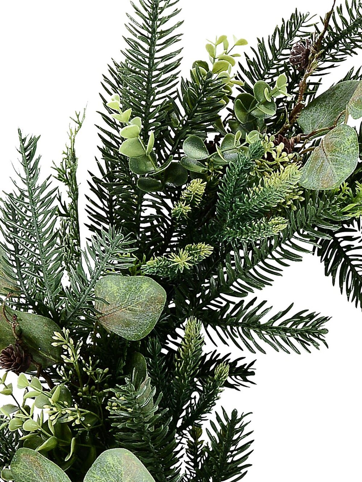 60cm Botanical Mixed Foliage Christmas Wreath With Pine Cones — image 7
