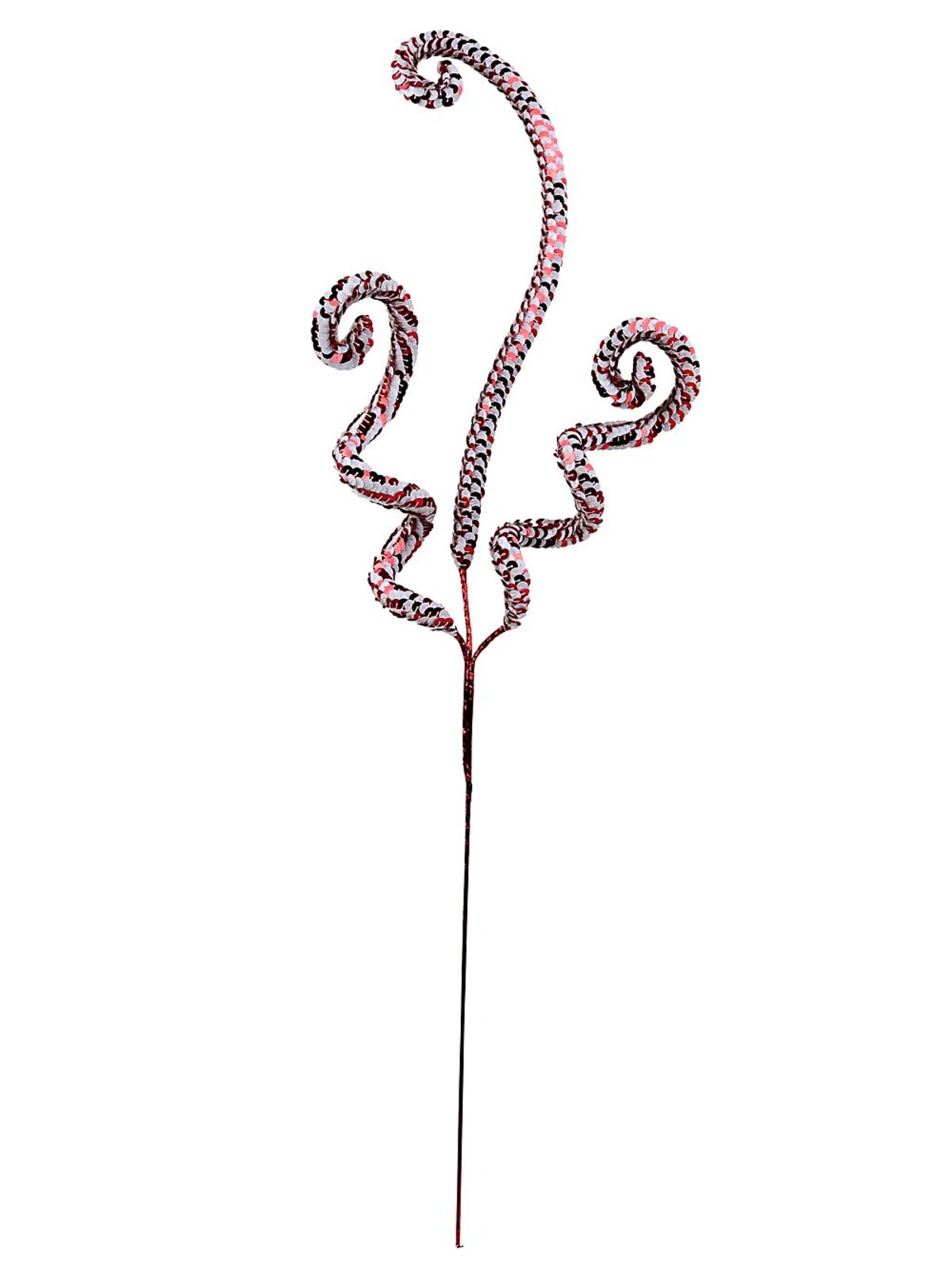 Shiny Red & White Sequin Curls & Swirls Spray Long Christmas Stem | 64cm — image 4