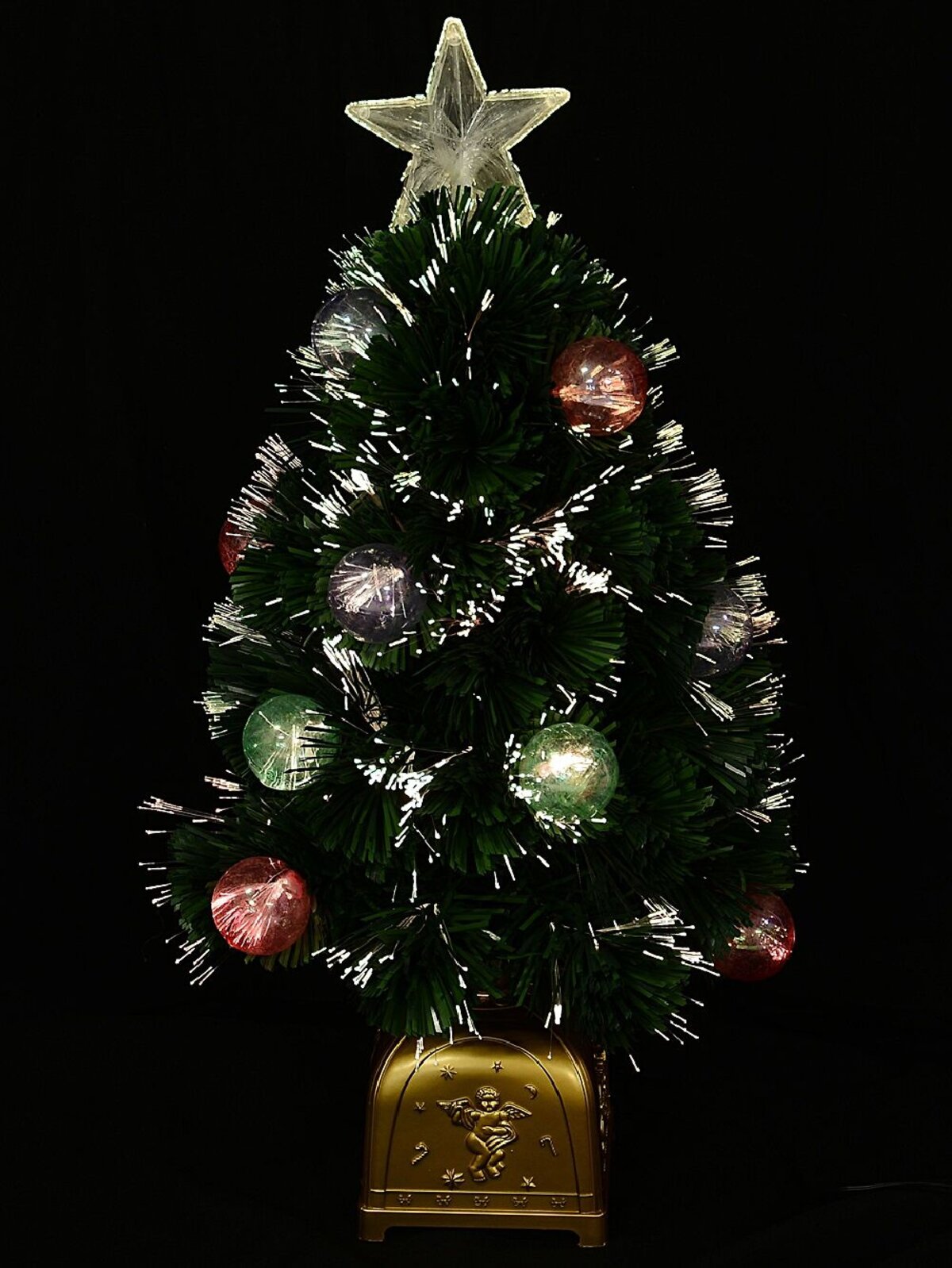 66cm Multi Colour Fibre Optic Christmas Tree With 12 Baubles & 60 Tips — image 3