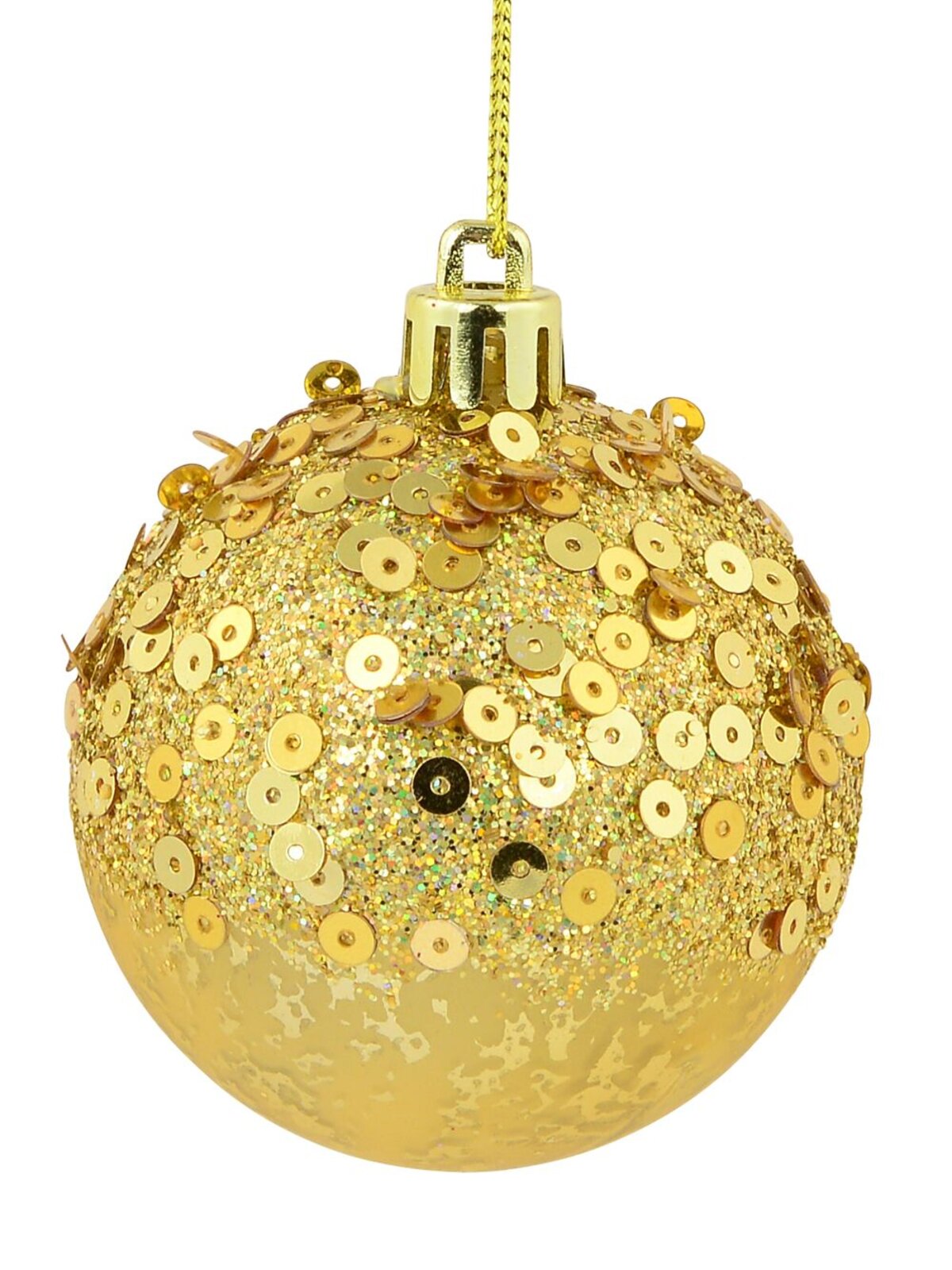 6x 60mm Red & Gold Crackle Effect Christmas Baubles With Sequins — image 4