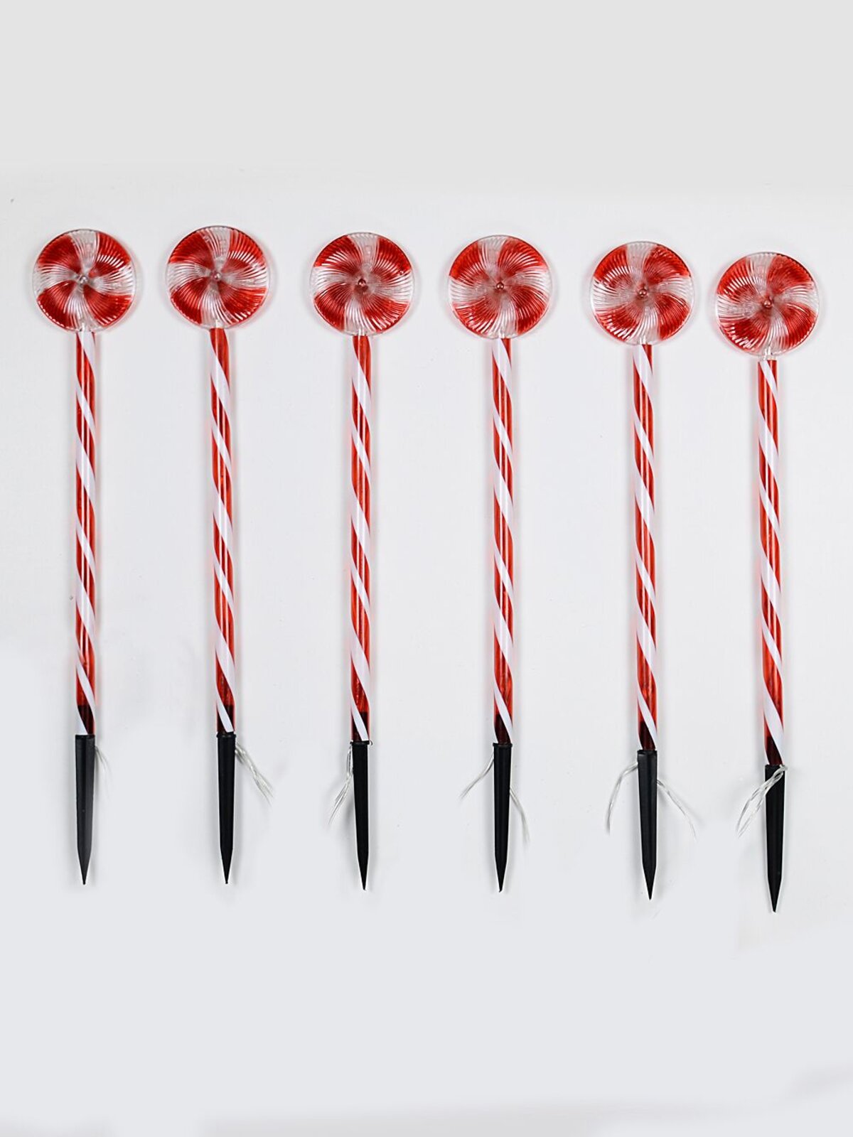 6x LED Christmas Lollipop Path Lights - Red & White Candy Swirl Stakes | 50cm — image 4