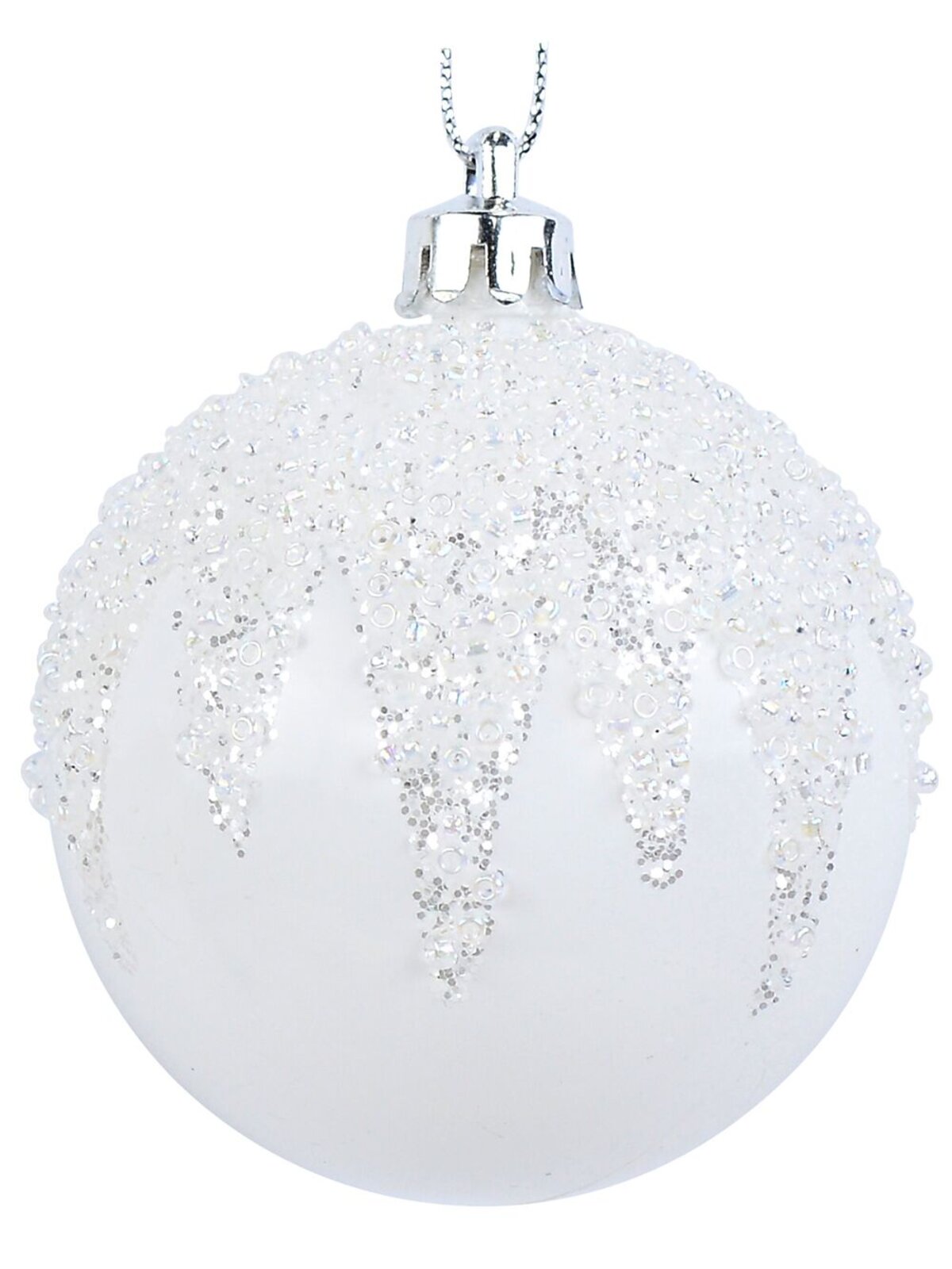 6x Opulent White & Champagne Essential Beaded Icicle Baubles | 60mm — image 5
