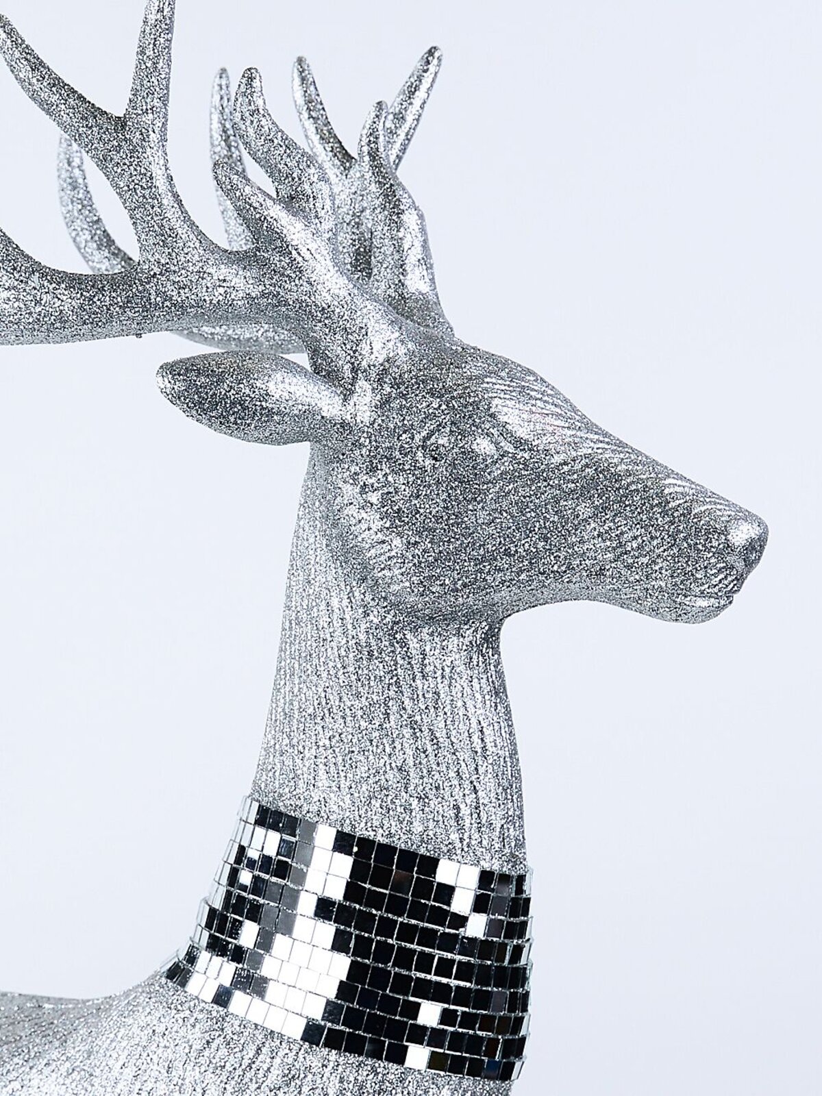 76cm Large Silver Glitter & Mirror Tile Accented Reindeer Ornament — image 5