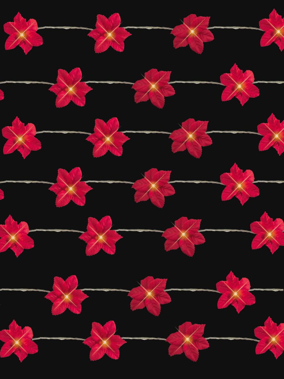 80 Red Poinsettia Flowers & LEDs String Light - 12m