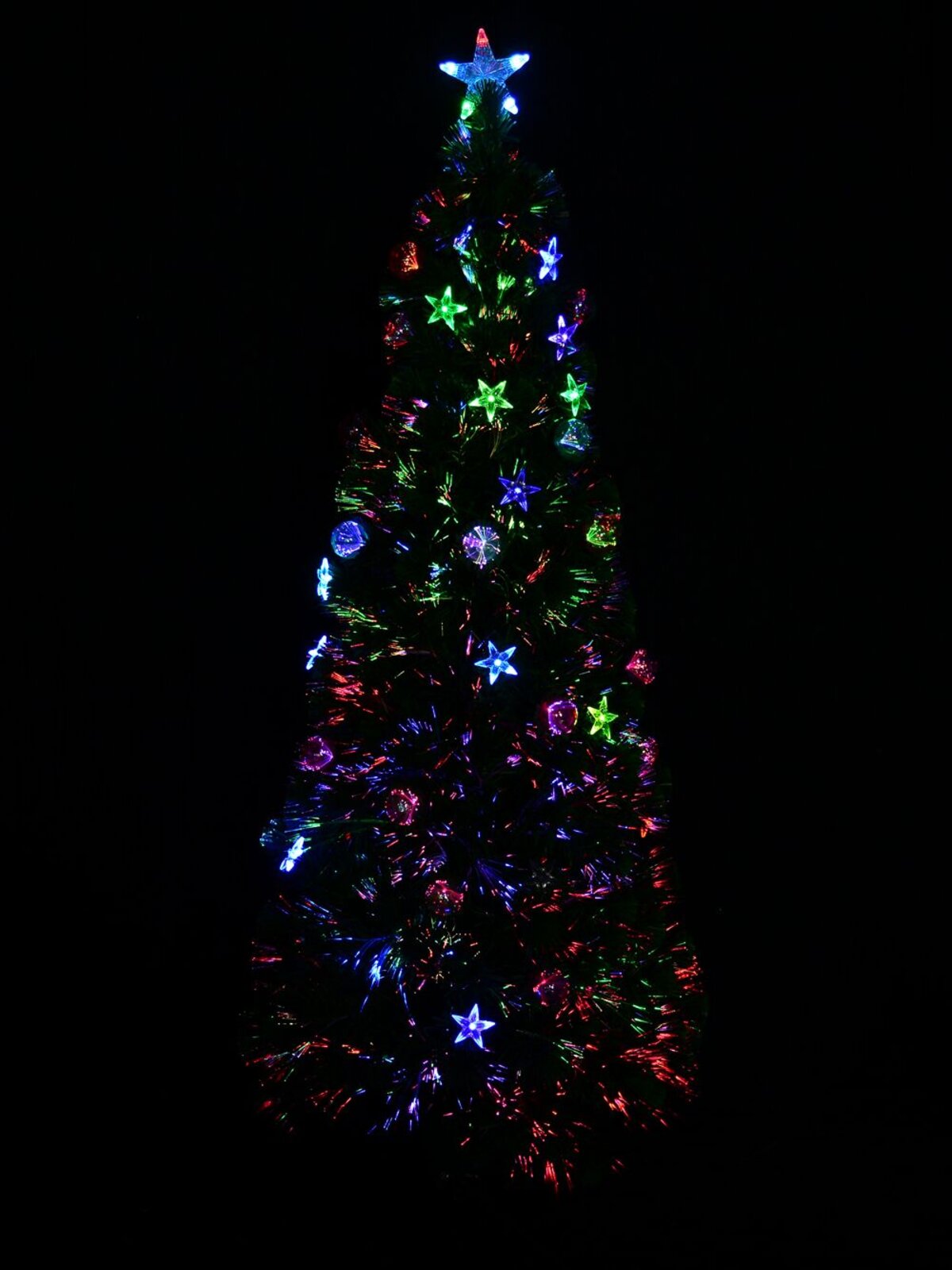 90cm Multi Colour Fibre Optic Christmas Tree With Baubles, LED Stars & 90 Tips — image 3
