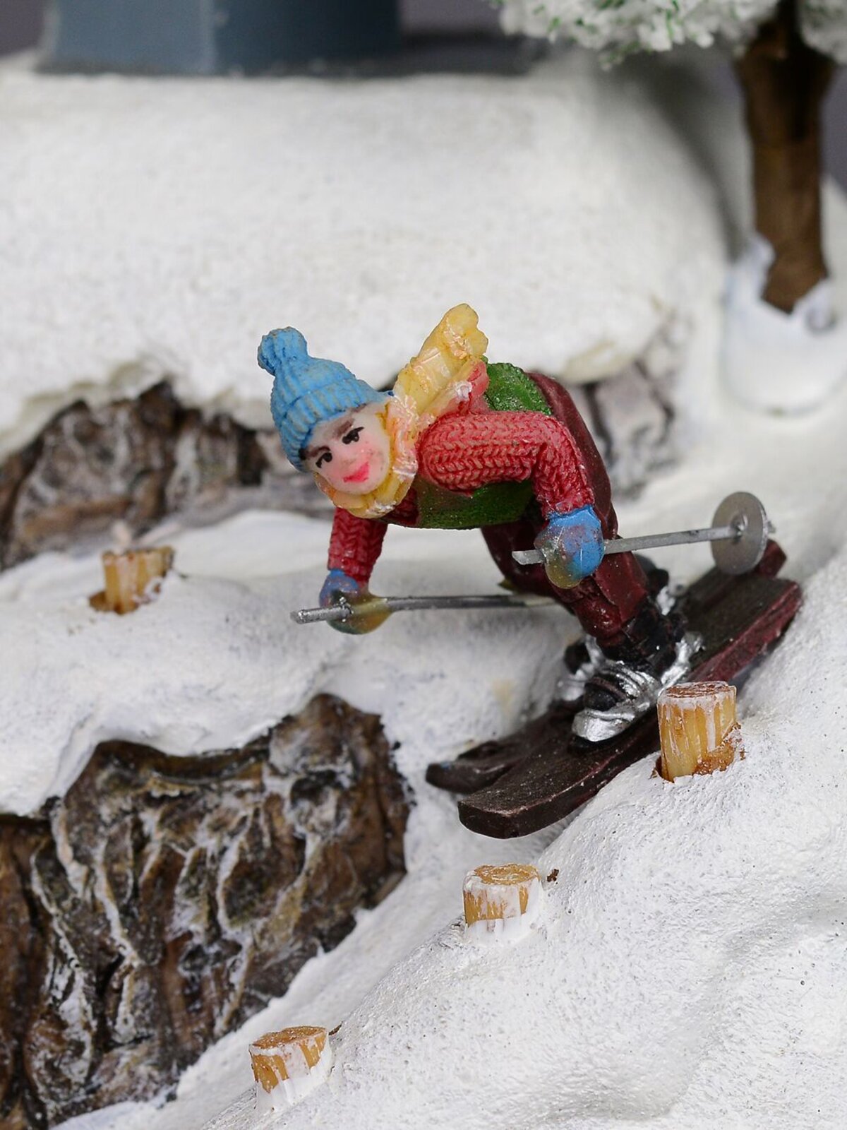 Animated & Illuminated Winter Snow Covered Village with Train & Cable Car - 38cm — image 9