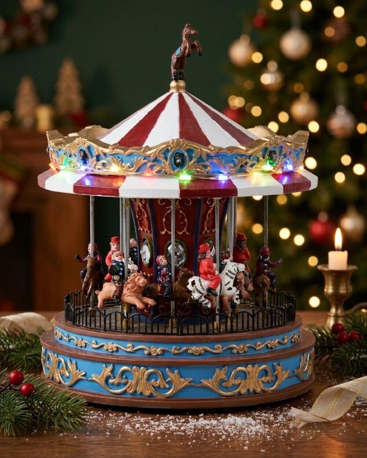 Animated Musical Christmas Carousel With Multi Colour LED Illumination | 25cm — image 4