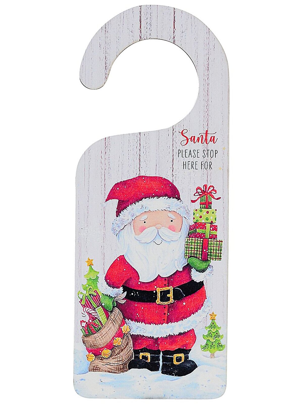 Assorted Rustic Wooden Santa Stop Here Door Hanger | 23cm — image 3