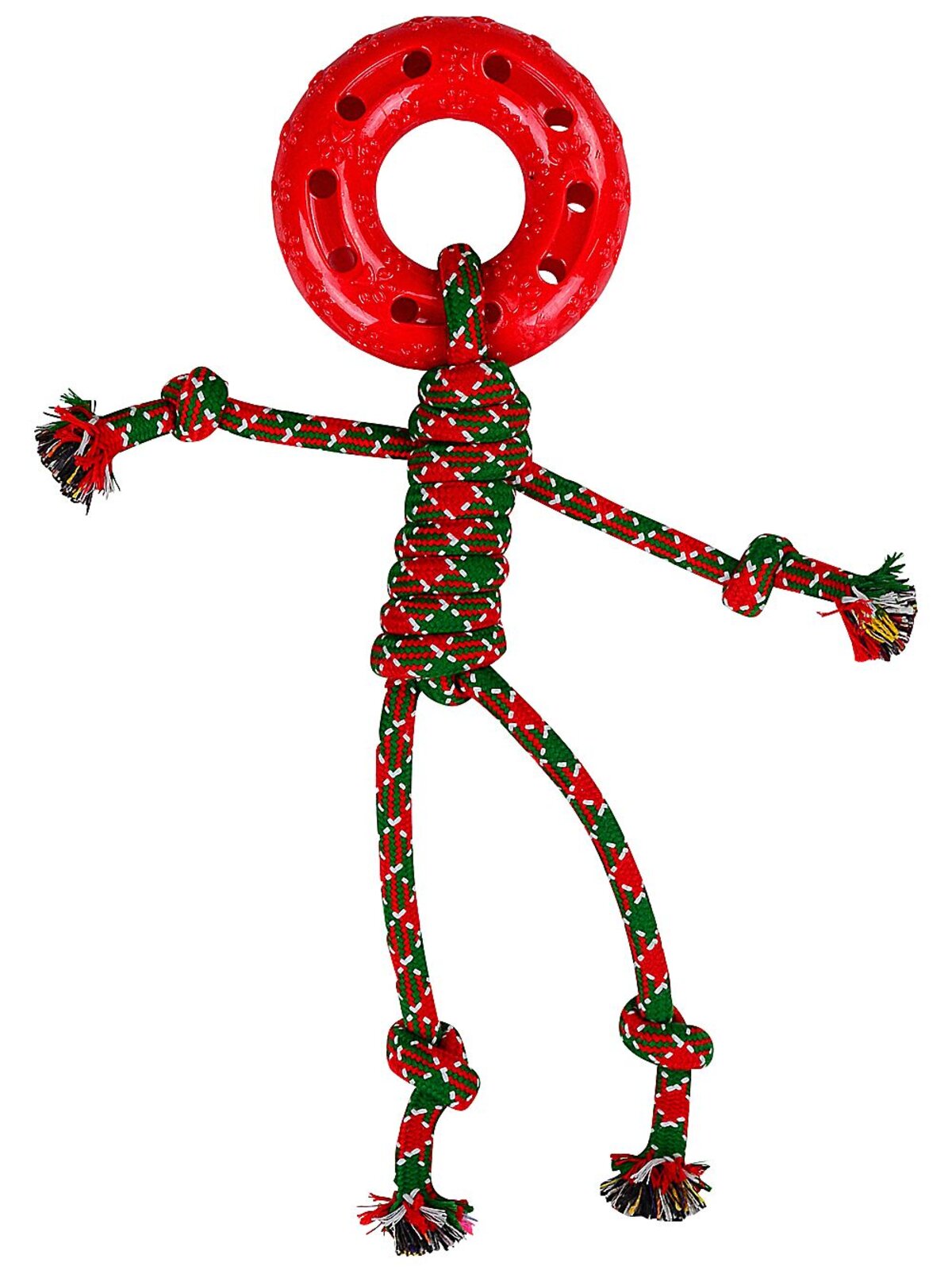 Assorted Red Or Green Ring Head Rope Figure Dog Christmas Tug Toy | 38cm — image 3