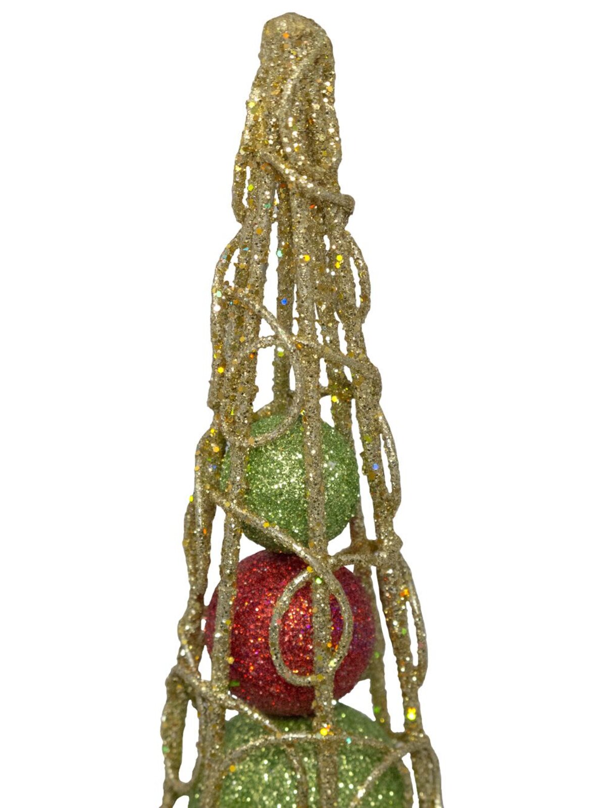 Bauble Filled Gold Glitter Wire Cone Table Top Tree - 45cm — image 3