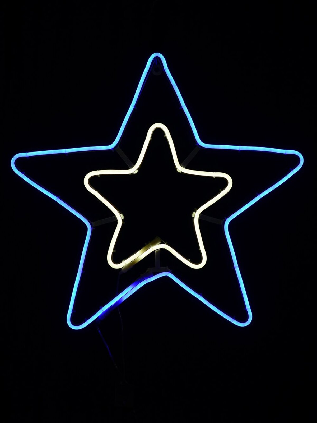 Blue & Cool White Christmas Stars Neon Christmas Light Silhouette - 63cm — image 3