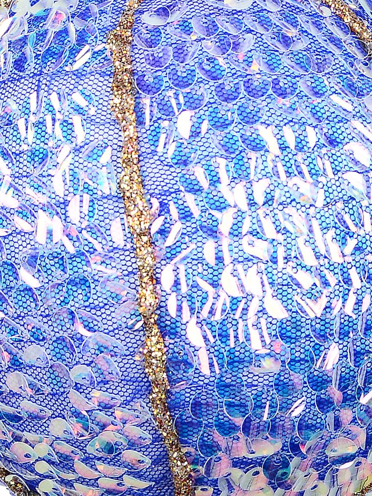 Blue Opulent Signature Mesh Sequin & Gold Line Bauble | 12cm — image 3