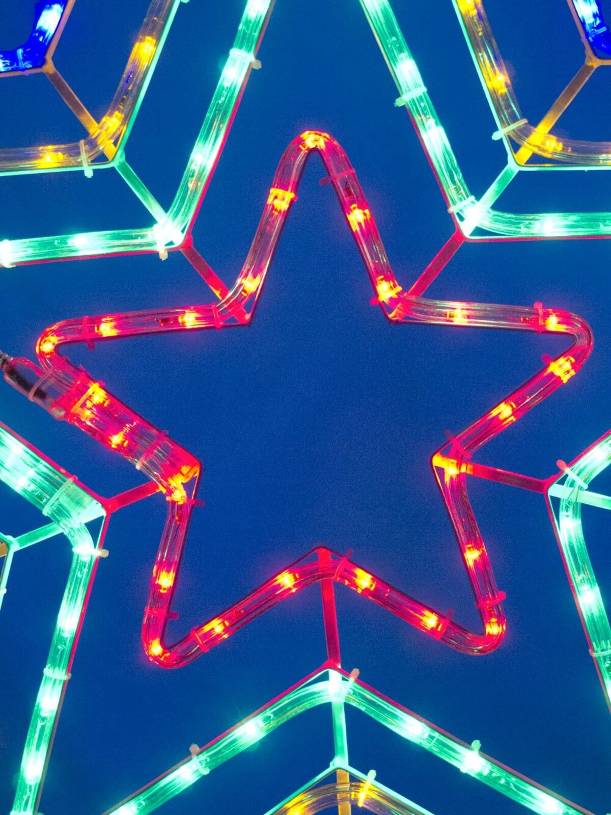 Blue, Orange, Green & Red Quadruple Star Rope LED Light Silhouette - 1.1m — image 6