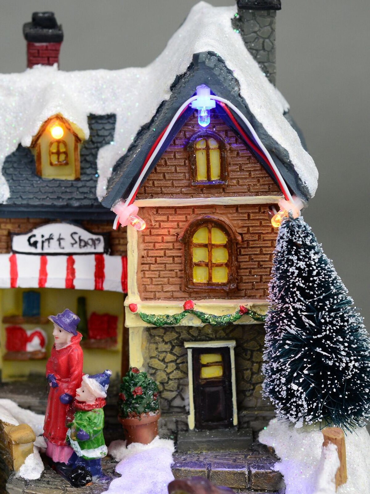 Christmas Village Scene With Santa's Workshop & Moving Children - 33cm — image 3