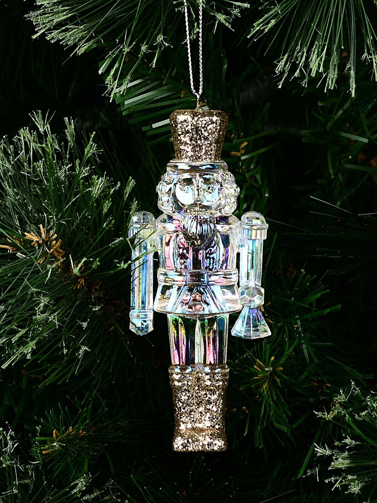 Clear Iridescent Glittered Classic Nutcracker Radiant Essential Ornament | 12cm — image 2